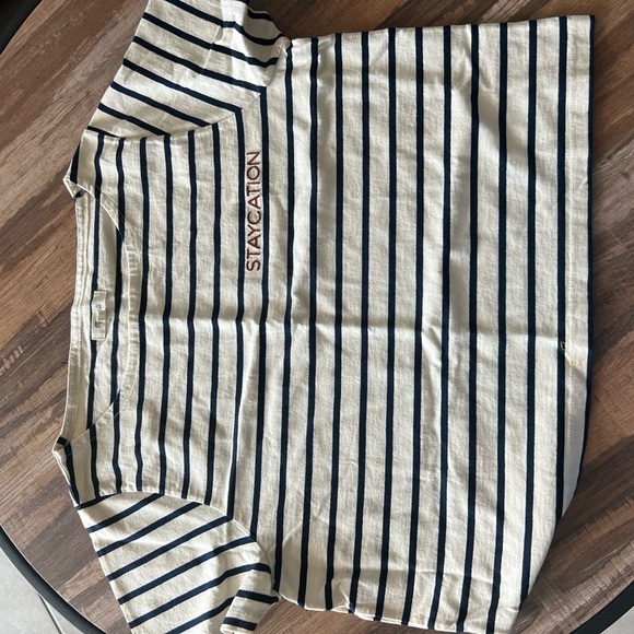 Madewell Cream and Navy Striped Tee - Picture 2 of 3